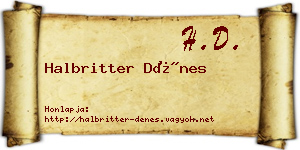 Halbritter Dénes névjegykártya